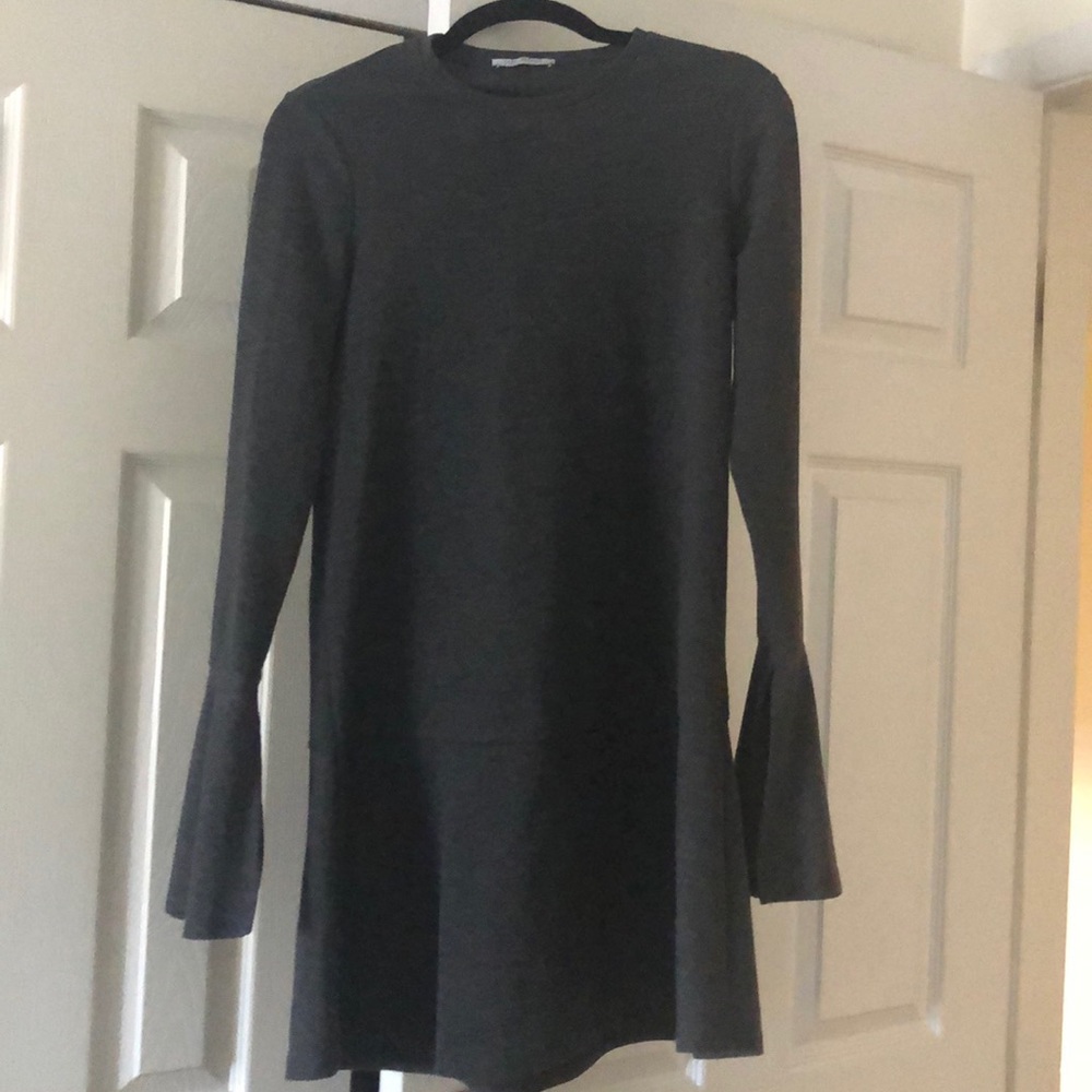 Zara grey belle sleeve dress